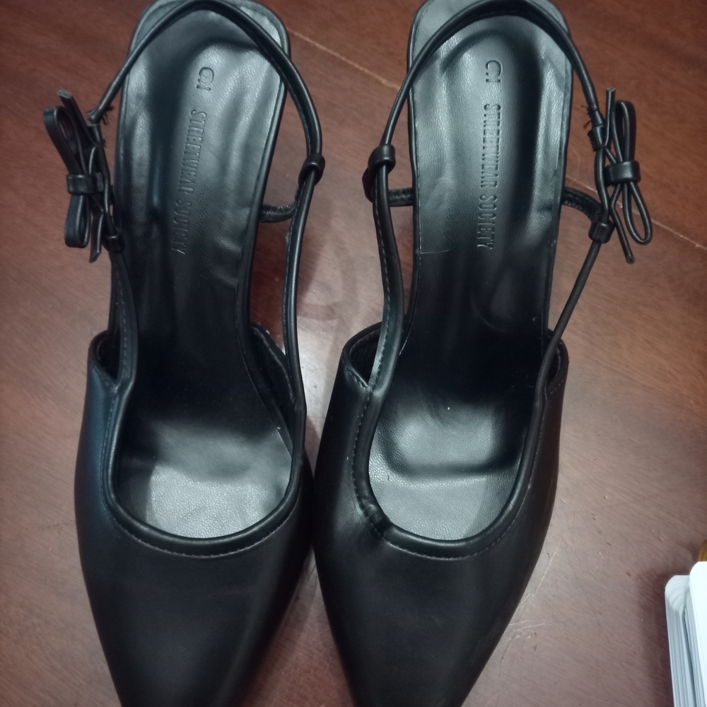 Streetwear Society Black Slingback Heels